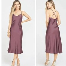 New Show Me Your Mumu Dress Verona Cowl Dusty Plum Luxe Satin Midi New XS