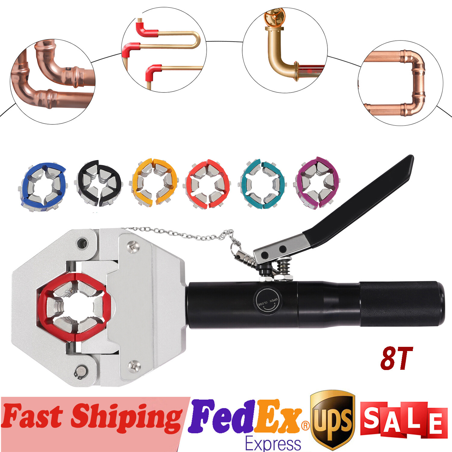 A/C AC Fuel Hose Line Crimper Crimping Tool Kit Contain 6 8 10 12