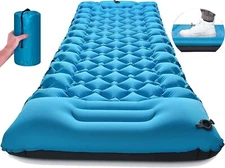 Sleeping Self Inflatable Camping Pad 77×27'' Ultralight Pillow Builtin Foot Pump