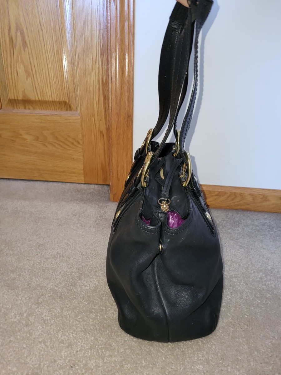 Coach F11844 Women's Black Leather Shoulder Bag Dual Handle