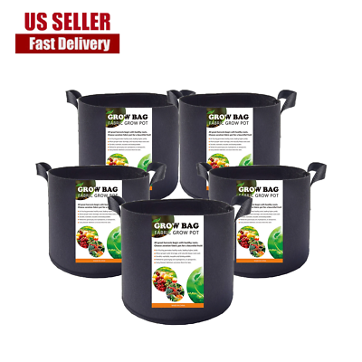 #ad 10 Pack Fabric Grow Pots Round Aeration Plant Pots Grow Bags 1 20 Gallon Black $13.24