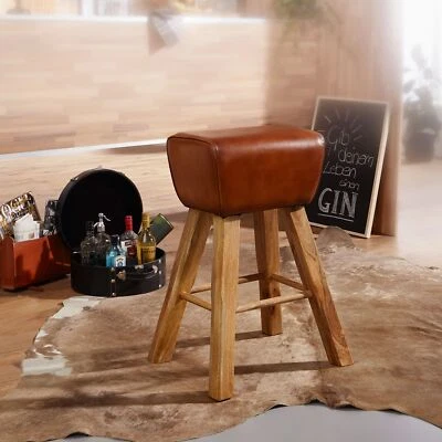 FineBuy Turnbock sgabello da bar Springbock legno massello sedia da bar pelle sgabello bancone