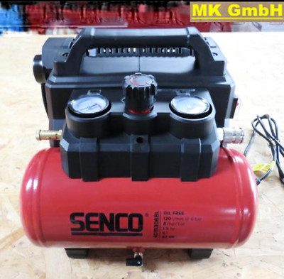 Senco AC19306BL Montage Kompressor, Leise 67dB, 8bar, 120L/min Abgabe, 6L Kessel