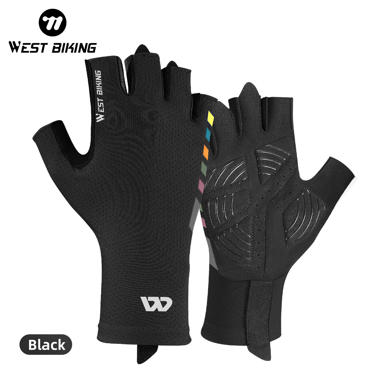 Guanti corti ciclismo WEST BIKING sport bici da corsa mezze dita guanti foto 3