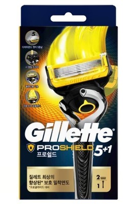 GILLETTE FUSION PROSHIELD MANUAL YELLOW RAZOR WITH FLEXBALL 1 RAZOR + 1 Blades