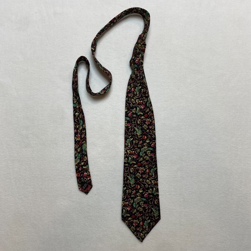 Vintage Christian Dior Men's Tie All Silk Floral Black Red Green Made in USA - Picture 2 of 4