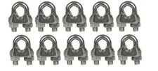 Cable Clamps 1/8” U-Bolts Galvanized Wire Rope Clamps Clips 10 Pack 