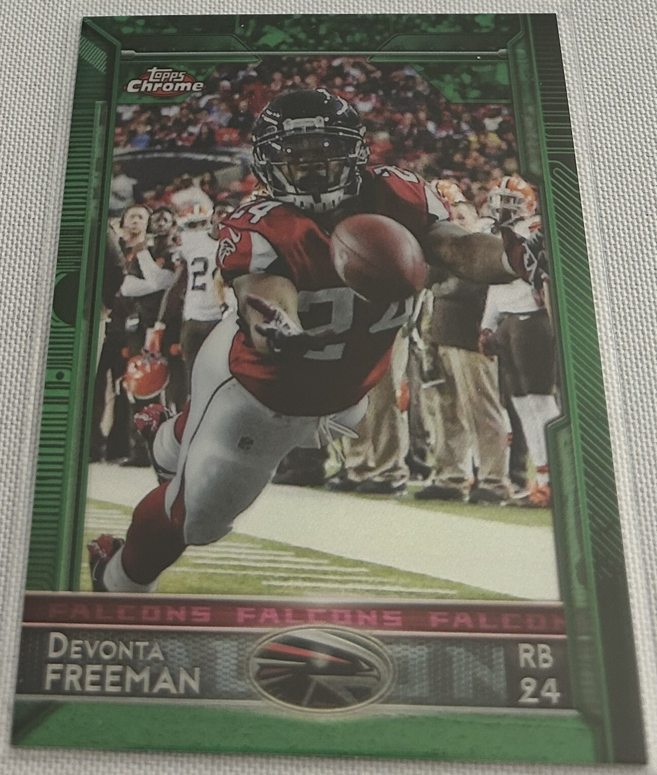 2015 Topps Chrome Football Devonta Freeman Atlanta Falcons Green Refractor #94