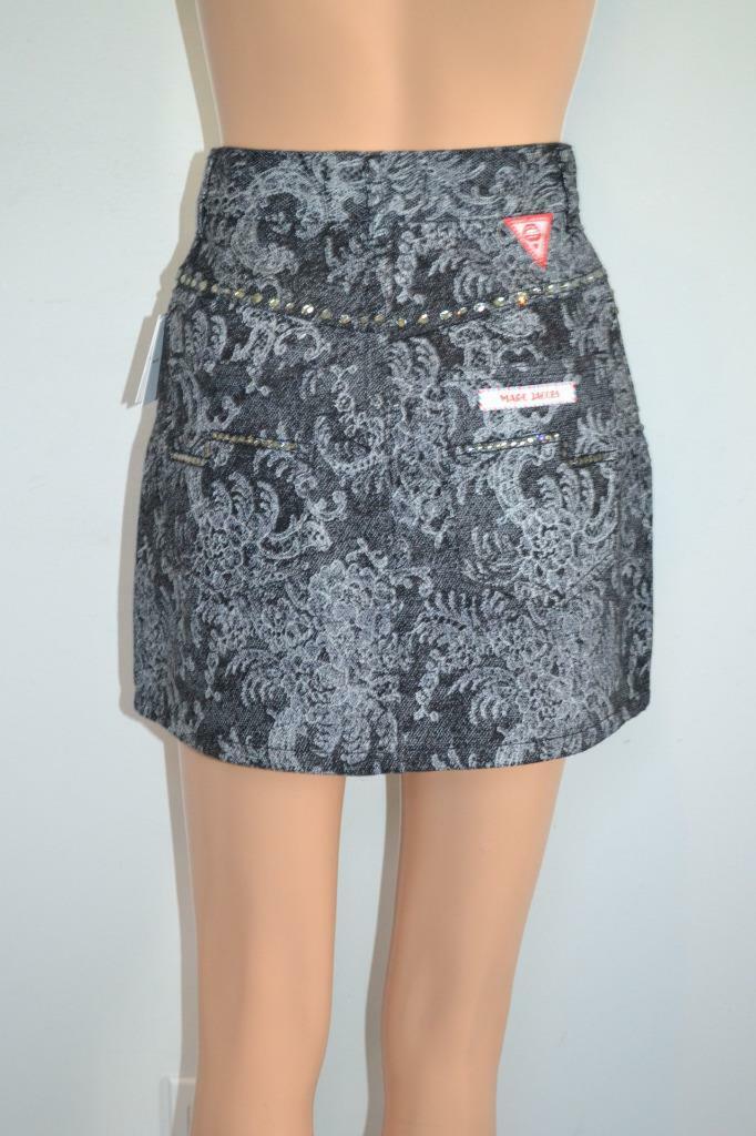 NWT Marc Jacobs Black Lace Print Denim w/Crystals Mini Skirt NWT Marc Jacobs Black Lace Print Denim w/Crystals Mini Skirt
