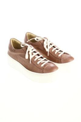 TSD12 low-top sneakers Plateau Leather 36 taupe brown white NEW#1245