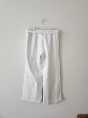 J Brand Belted High Rise Wide Leg Denim Pants Jeans White 31