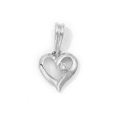 14K Weißgold Diamant Herz Anhänger mit 18'' Kette