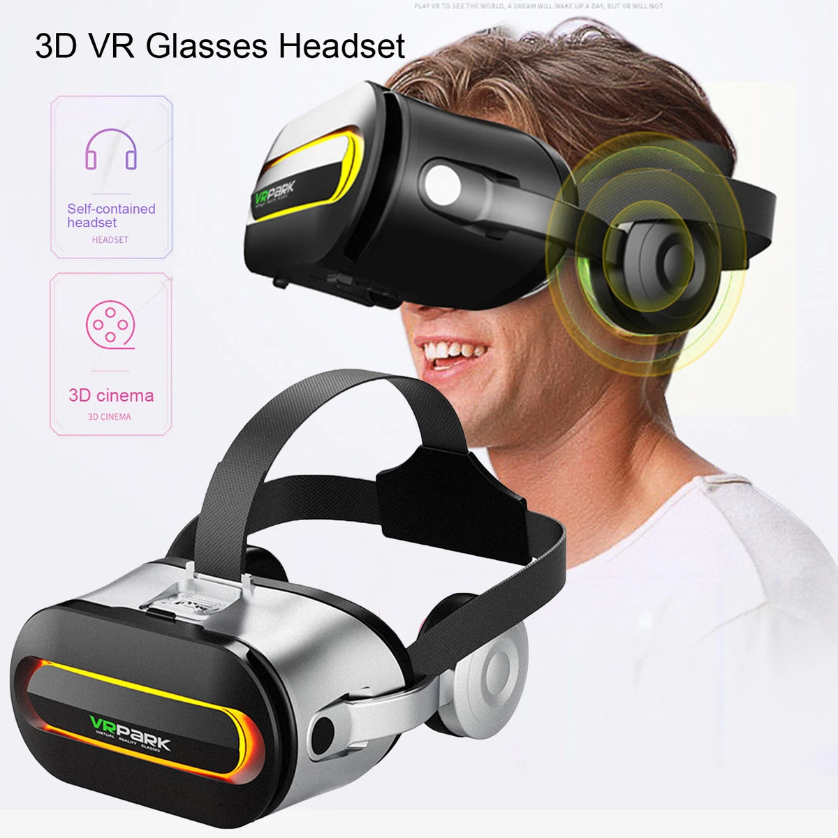 Vrpark J60 Vr Headset One click Answer Play Games 3d Wireless Vr