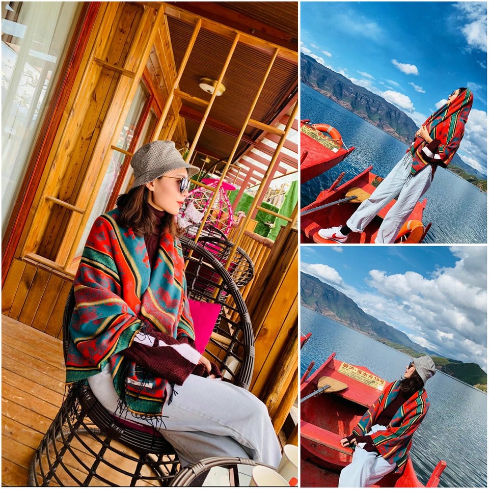 Square large Blankets 135CM Vintage Paisley plaid Cashmere Wool Soft