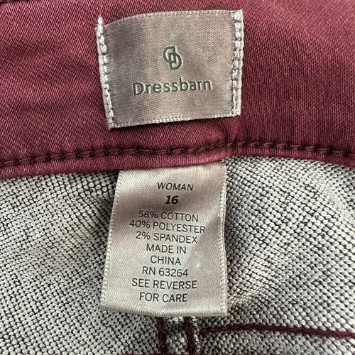 Dressbarn Super Soft Straight Women's size 16 Dark Red Burgundy Denim Jeans - Picture 3 of 4