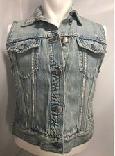 J Crew Indigo Blue Denim Jean Button Down Vest Women Size Medium #6071