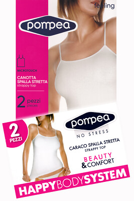 Tanktops Frau Schmale Schulter Aus Mikrofaser Elasticized Pompea Caraco Set 2 St