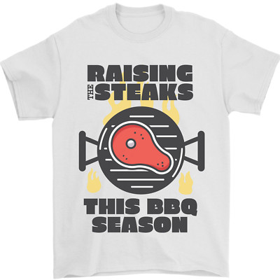 Raising the Steaks Funny BBQ Grill Mens T-Shirt 100% Cotton