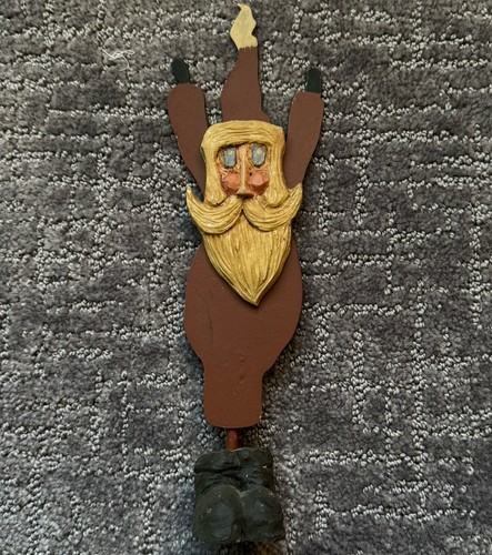 Handcrafted SANTA CLAUSE 11” Figurine Metal Tin Wood Face Christmas Folk Art - Picture 2 of 8