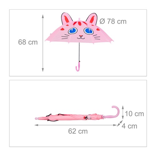 Ombrello bambina Ombrellino rosa 200 g 59 cm Ombrello per bambini leggero - Foto 4 di 9