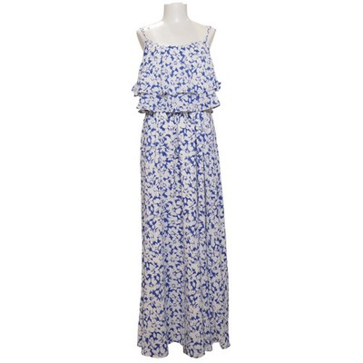 Faina, Maxikleid, Größe: XL, Blau/Weiß/Mehrfarbig, Polyester, Blumen, Damen #LKz