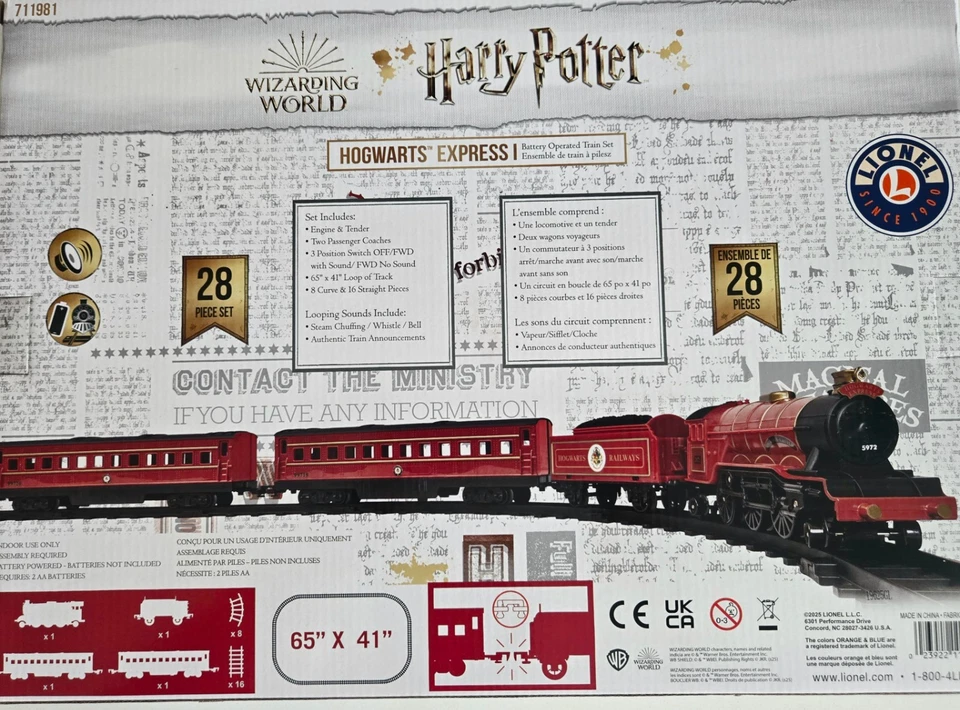 Juego de tren a batería Lionel Hogwarts Express 28 piezas modelo Harry Potter NUEVO ENVÍO GRATUITO Foto 2 de 4