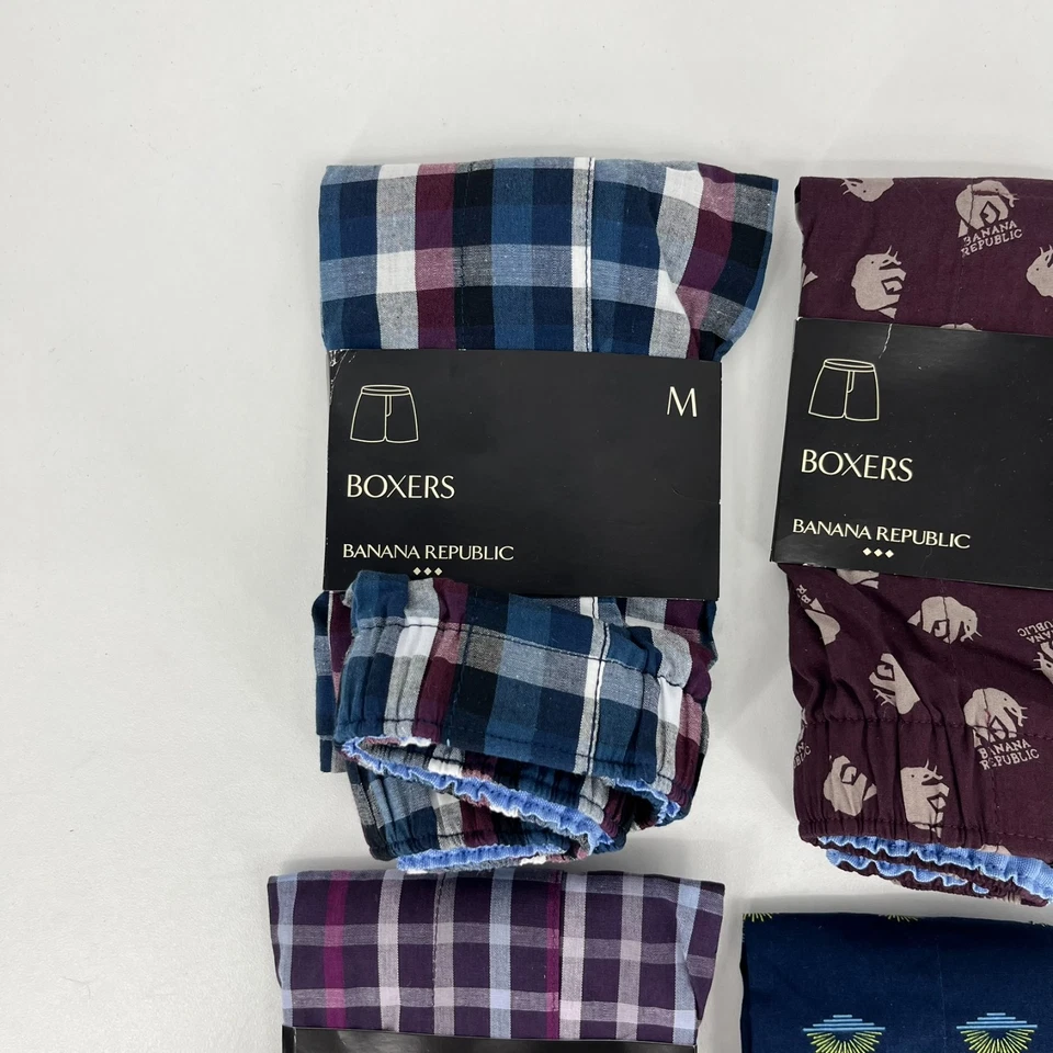 批量 4 件 Banana Republic 拳击手 男式 M 码 紫色 蓝色 100% 棉 全新 全新带标签 — 第 2/4 张图片