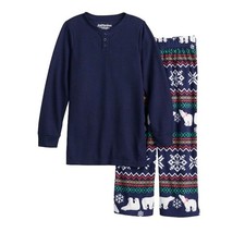 Jammies For Your Families Boys Jolly Polar Bear Henley Pajama PJ Set NEW Size 6