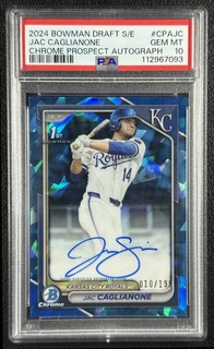 JAC CAGLIANONE PSA 10 2024 BOWMAN CHROME DRAFT SAPPHIRE REFRACTOR AUTO 10/199