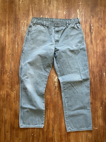 Dickies Pants Mens 38x32 Moss Green Carpenter Canvas Work Wear Cotton Faded