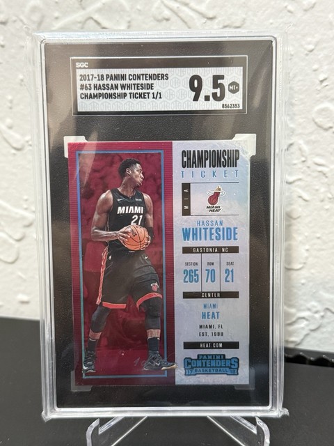 2017-18 Panini Contenders Hassan Whiteside Championship Ticket 1/1 Miami SGC 9.5