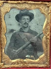 Civil War Tintype UNION Infantry Soldier Rifle US Belt Plate 1/6 Plate Cased Pho