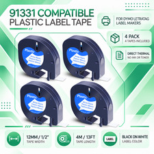 4Pack LetraTag 91331 Plastic Label Refills for DYMO QX50 XR 12 mm × 4 meters