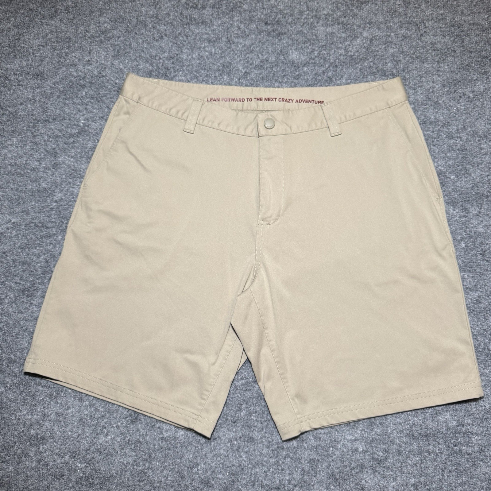 Rhone Commuter Shorts Mens 35 Performance Chino 9” Inseam Flat Front Tan Khaki