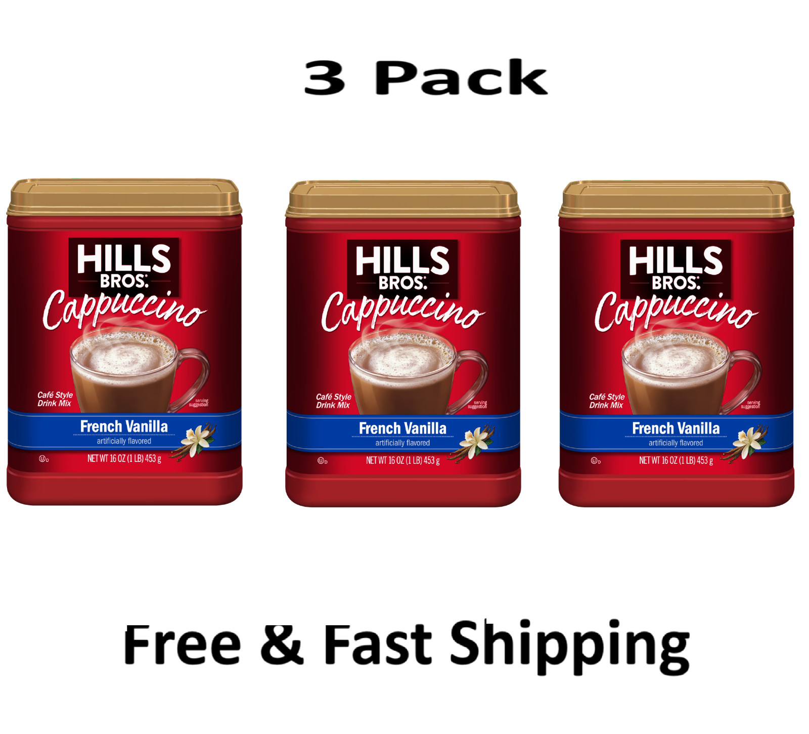 Hills Bros Instant cappuccino mix Sugar Free French Vanilla 