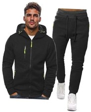 Sweatsuits for Men 2 Piece Hoodie Men's Jogging Tracksuit Set Large Black