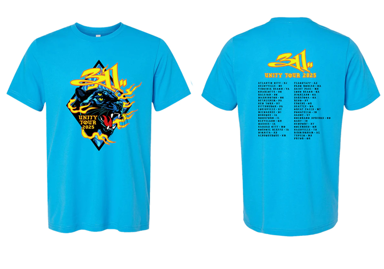 311 Band Unity Tour 2025 Panther T-Shirt Unisex Heavy Cotton All Sizes Reprint