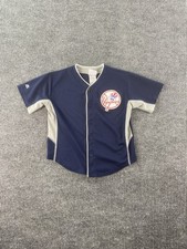 Vintage Derek Jeter Jersey Boys Large Blue Team Majestic New York Yankees y2k