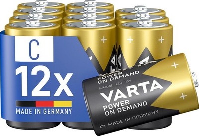 VARTA Batterien C Baby, (12 Stück), Power on Demand, Alkaline, Vorratspack