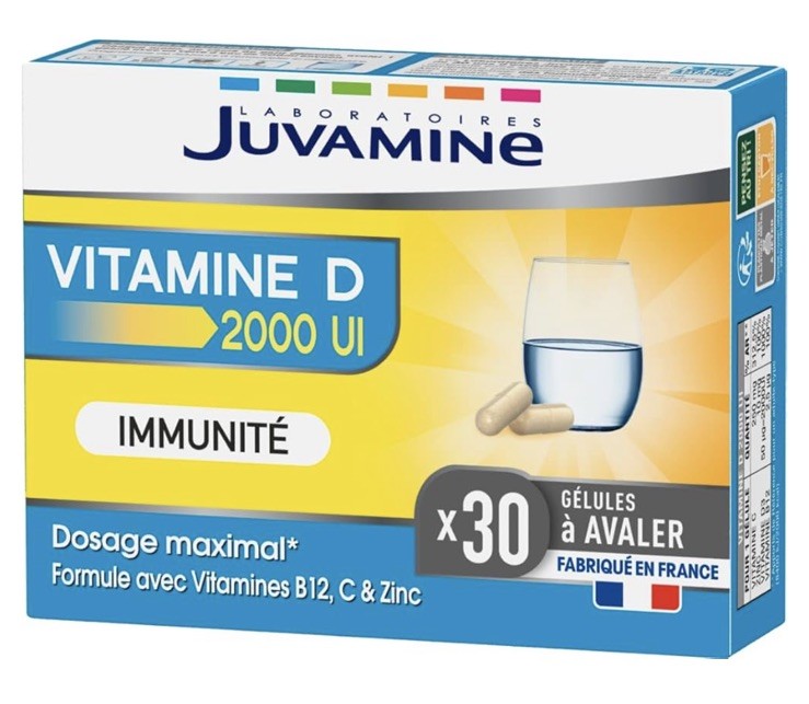Vitamine D 2000 UI Juvamine 30 comprimés le geste immunité pour l'hiver