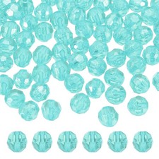 200 Pcs Acrylic Round Faceted Beads 10mm Loose Bead, Light Lake Blue