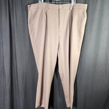 Oak Hill Mens Tan Pleated Dress Pants Classic Fit Size 48 x 30