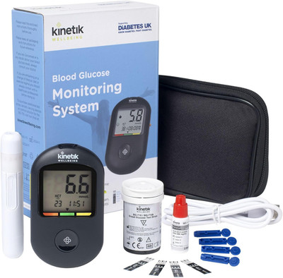 Kinetik Wellbeing Blutzuckermessgerät, Glucometer-Set für Heimtests
