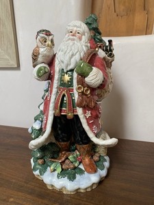 Fitz & Floyd Christmas Lodge Santa Figurine Animals. In Box.