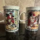 2 Vtg Dunoon Merry Christmas Victorian Prints Santa Coffee Mugs Cups Scotland — photo 3