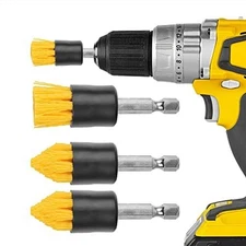 [4 Pack] .75 W Drill Brush Attachment Set - 2 Tapered & 2 Flat