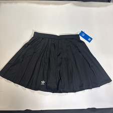 Adidas Originals Women's Large Black Pleated Mini Skirt Trefoil Logo NWT HC2058