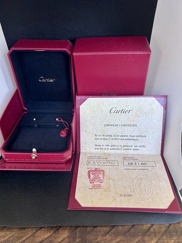 *New* 18K White Gold Cartier D'Amour Mini Model Diamond Studs Full Set