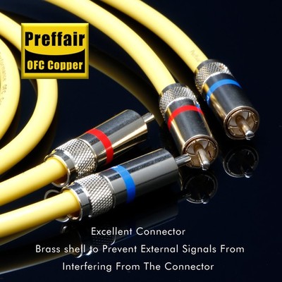 HIFI OFC Silver Plated Audio RCA Cable W/ Gold Plated Plugs Extend Signal Wire
