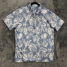 Chubbies Polo Shirt Mens Large Blue Tropical Floral Golf Performance Stretch
